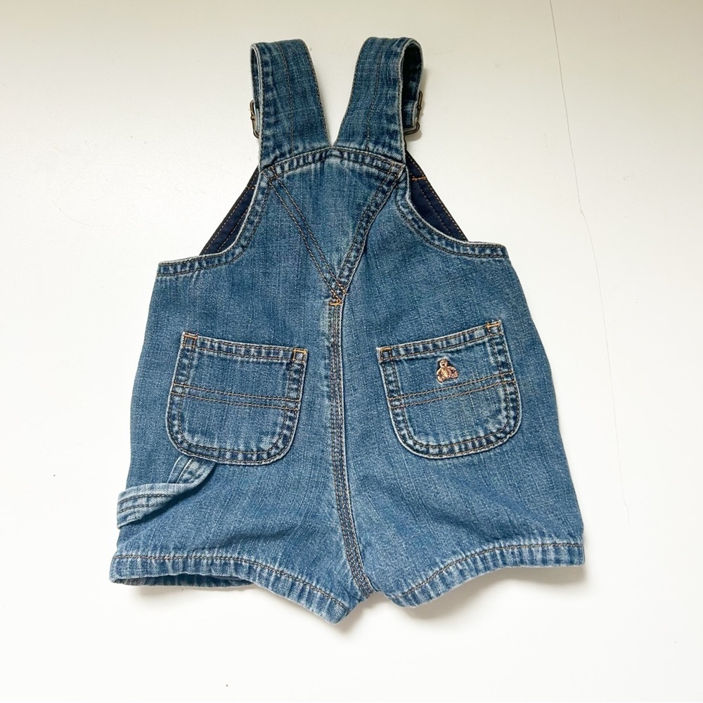 Vintage Baby GAP Blue Lined Denim Overall Shorts Beach Vacation Summer Spring - Picture 9 of 10